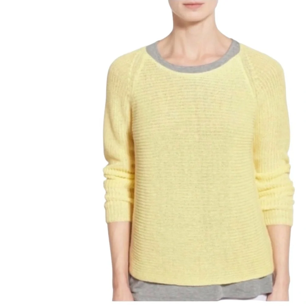 NEW Eileen Fisher Yellow Organic Linen Ballet Neck Open Weave Daisy Sweater Med
